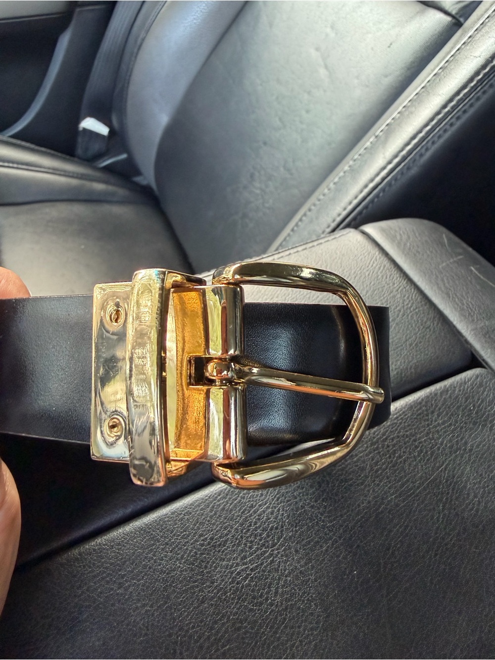 Ralph Lauren Gold Buckle Brown/black Leather Belt - Picture 3 of 4